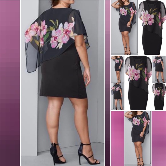 Floral Asymmetrical Overlay Sleeveless Dress - Picture 5 of 8